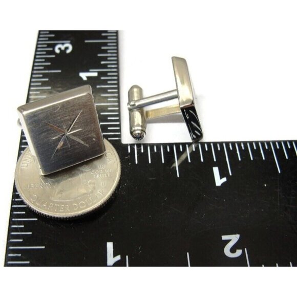 Tradition Silver Tone Cufflink Matching Tie Set Formal Wedding Tux Vintage IOB - Picture 12 of 16